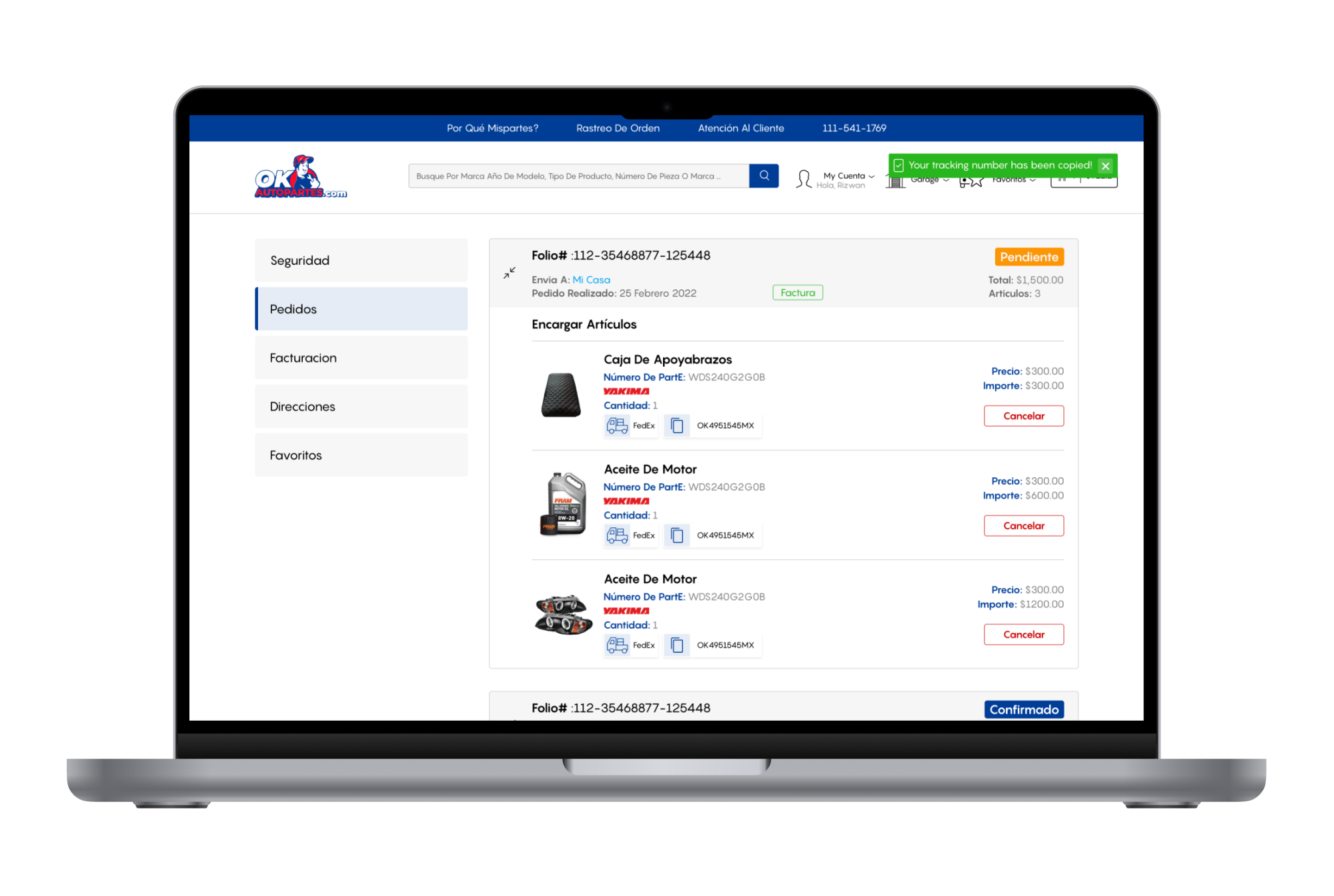 Autoparts Commerce Industry — developed features
