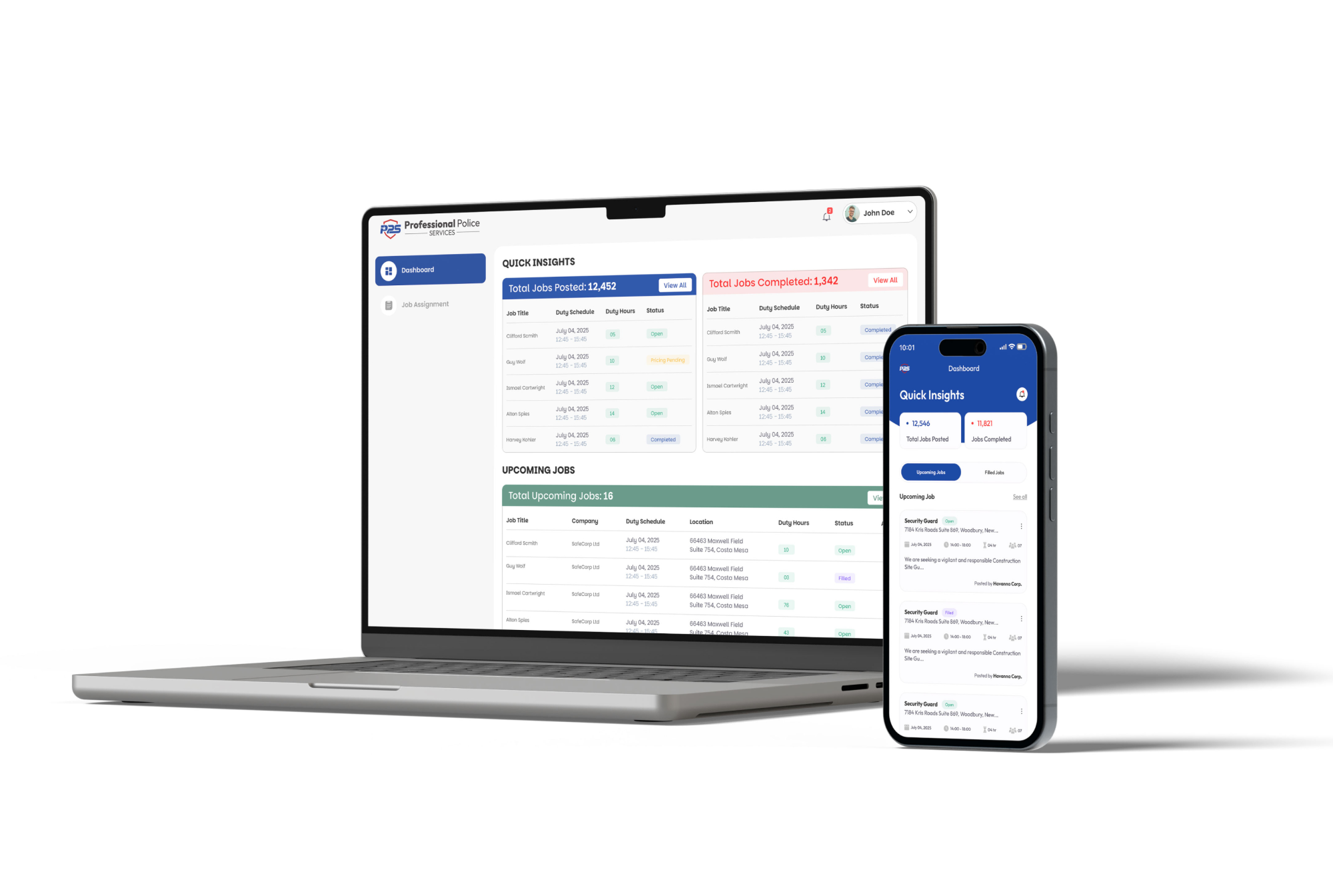 Workforce Management Platform — developed features